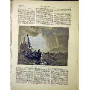   Herring Fishery Hailing Nets Sea Boats Old Print 1870