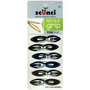 Scunci No slip Grip Fine Hair Double Oval Snap Clips (6 Count) (6 Pack 
