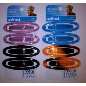 SCUNCI BARRETTES METAL FREE (8 TOTAL   COLORS VARY) EFFORTLESS 