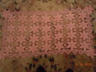 LIMS COTTON HAND CROCHET PLACEMAT OR TABLECLOTH PINK 24 X 46  