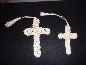 one CROSS bookmark HAND crocheted long TASSEL  