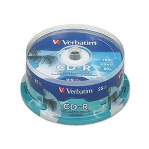  Verbatim® VER 95252 HUB IJ PRINTABLE CD R DISCS, 700MB 