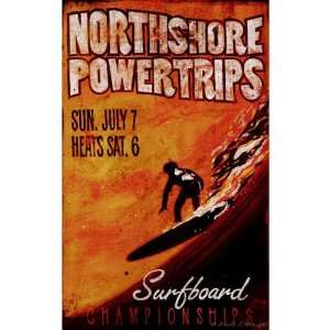 Custom Large Northshore Powertrips Surfboard Vintage Style Wooden Sign 