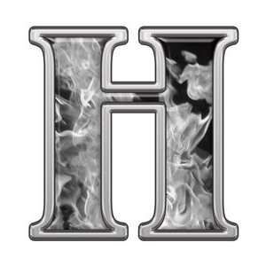com Reflective Letter H with Inferno Gray Flames   16 h   REFLECTIVE 