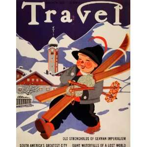 com 1938 Cover Travel Magazine December Austria Tyrol Vintage Skiing 
