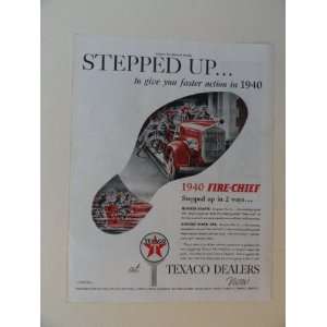 Texaco Dealers. Vintage 40s full page print ad. (fire truck)Original 