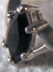   Sterling Silver Genuine Marquise Cut Black Sapphire Ring Size 7 3/4