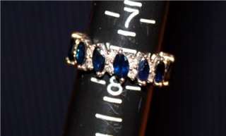 WEDDING RING DIAMONDS SAPHIR 18 K W .GOLD SIZE 7.3/4  