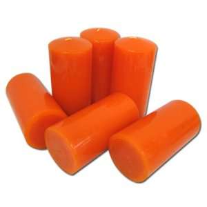 3 x 6 Orange Unscented Pillar Candles Set of 6