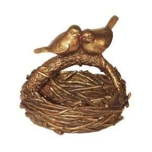 Sterling Industries 87 2989 Lovebirds   Decorative Basket, Gold Tone 