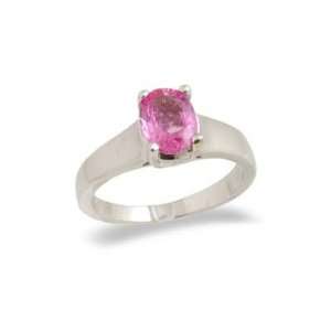  Ladies Pink Sapphire Ring in 14K White Gold(TCW 1.55 