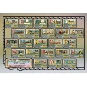  Chatterboxs Railway Alphabet 12x18 Giclee on canvas