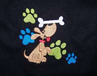   & Colorful Paw Prints Custom Embroidered Cotton Canvas Tote Bag NWT