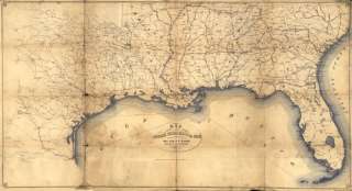 1864 Civil War Map military Department Gulf  