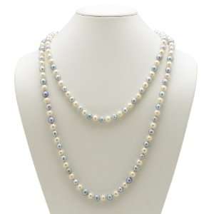 PalmBeach Jewelry Aquamarine Blue and White Cultured Freshwater Pearl 