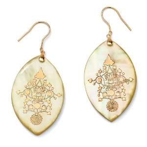  PalmBeach Jewelry 14k Gold Yellow Mother of Pearl Pierced 