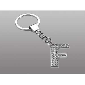  Letter F Covered w/ Ice Bling Clear Gem Crystals Metal Key 