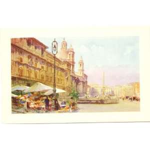1930s Vintage Postcard Piazza Navona Rome Italy