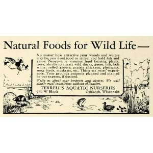  1932 Ad Terrells Aquatic Nursery Plant Foods Animals 