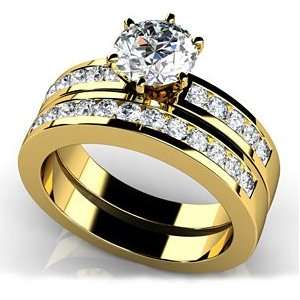 18k Yellow Gold, Channel Set Bridal Combination, 0.99 ct. (Color GH 