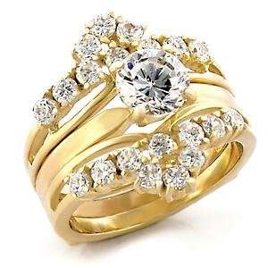    CZ Wedding Set 1.25ct Solitaire with Ring Guard, 9 Jewelry