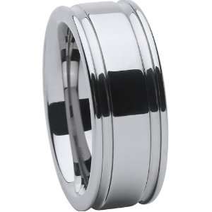 Tungsten Carbide Ring. 10mm width. Grooved. Polished Design. Size 14 