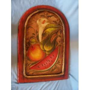  Leather Wrapped Floral & Fruit Metal Wall Art