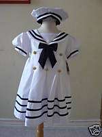 New wht girls sailor dress S01 size 2T , 3T , 4T  