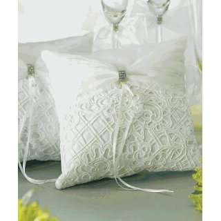  Bridal Tapestry Square Ring Pillow   Ivory
