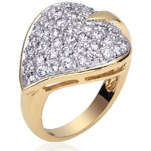 Glamorous and Dazzling Gold Vermeil Leaf Design Right Hand Ring with 