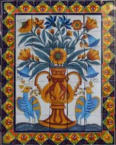 mexican talavera tiles hand painted mosaic tile mural  