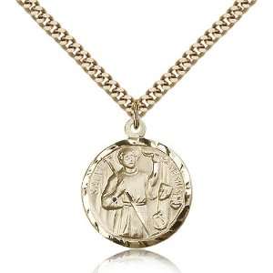 Gold Filled Genesius Medal Pendant 7/8 x 3/4 Inches 5427GF  Comes 