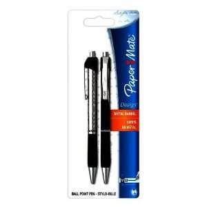 Paper Mate 2 Count Black Design Medium Ball Point Pens Sold in packs 