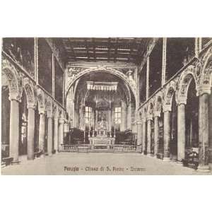 1920s Vintage Postcard Interior of Chiesa di San Pietro Perugia Italy