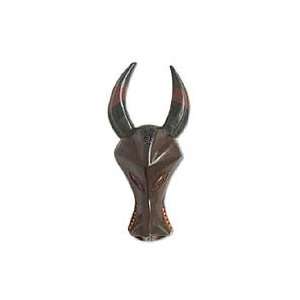  NOVICA Ashanti wood mask, Strength of a Buffalo