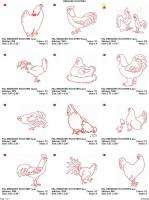 SET OF REDWORK ROOSTERS EMBROIDERY MACHINE DESIGNS CD  