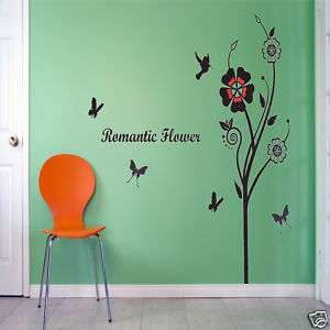 ROMANTIC FLOWER Mural Art Wall Deco Decal Sticker Vinyl  