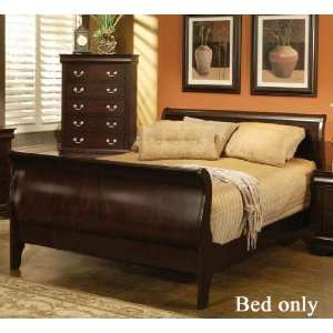   Sleigh Bed Louis Philippe Style in Cappuccino Finish