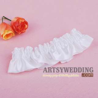Promotion White Stretch Satin Toss Party Wedding Bridal Garter  