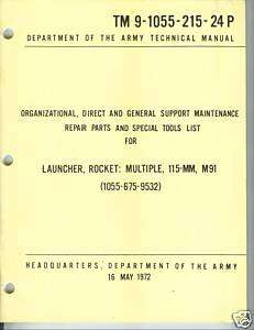 Rocket Launcher, Multiple, 115 MM, M91, Repair Parts  