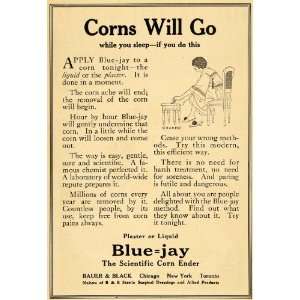  1921 Ad Bauer Black Blue jay Scientific Foot Corn Cure 