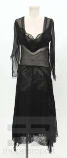 Alessandro DellAcqua Black Crepe Silk & Lace Sheer Dress Size 42 