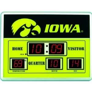  Iowa Hawkeyes Scoreboard Clock Thermometer 14x19 