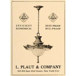  1921 Ad L Plaut Dust Bug Proof Chandelier Interior Design 