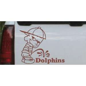 Pee On Dolphins Car Window Wall Laptop Decal Sticker    Brown 20in X 