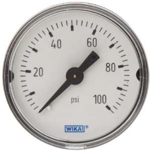 WIKA 9690234 Commercial Pressure Gauge, Dry Filled, Copper Alloy 