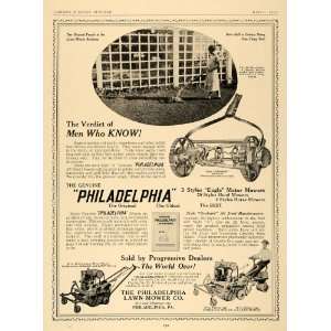 1927 Ad Philadelphia Motor Lawn Mower Garden Machines   Original Print 