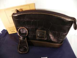   & Bourke Croco Embossed Leather Logo Lock Hobo Handbag~Black  