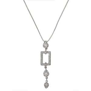    Designer Style Geometric C.Z. Diamond Cable Drop Necklace Jewelry