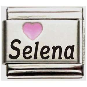  Selena Pink Heart Laser Name Italian Charm Link Jewelry